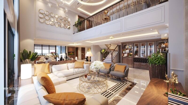 Thiết kế nội thất phòng khách căn chung cư dulex với phong cách hiện đại đầy sang trọng Thiết kế chung cư