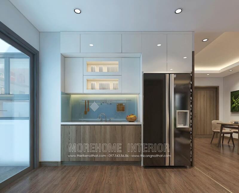 Nếu căn bếp chung cư nhà bạn có diện tích nhỏ thì mẫu tủ bếp chữ i này của chúng tôi sẽ là sự lựa chọn hàng đầu của bạn đấy Tủ bếp gỗ công nghiệp và tủ bếp acrylic