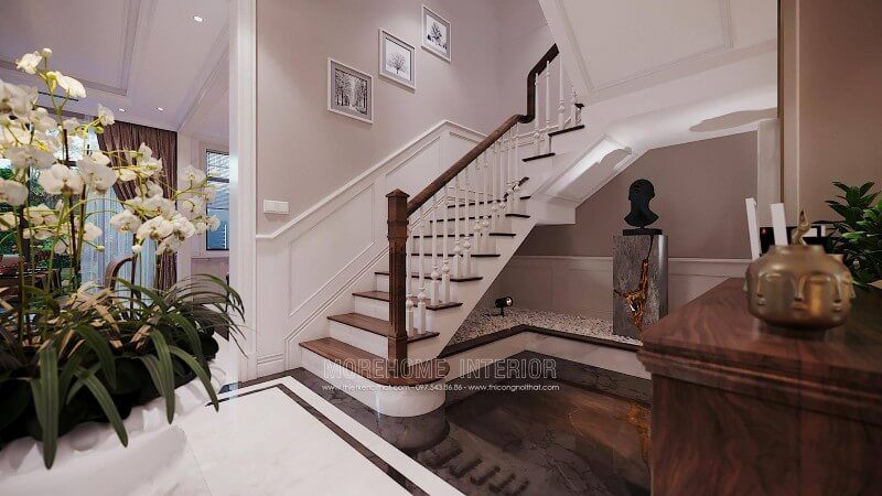 Mặt bậc cầu thang ốp gỗ óc chó cao cấp
