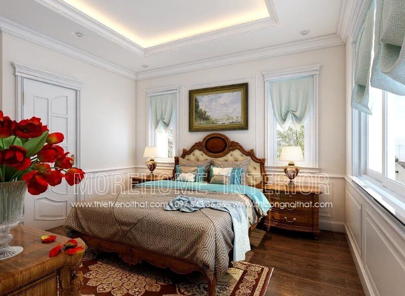 Táp đầu giường có kiểu dáng tân cổ điển đẹp, sang trọng và được làm từ gỗ óc chó.