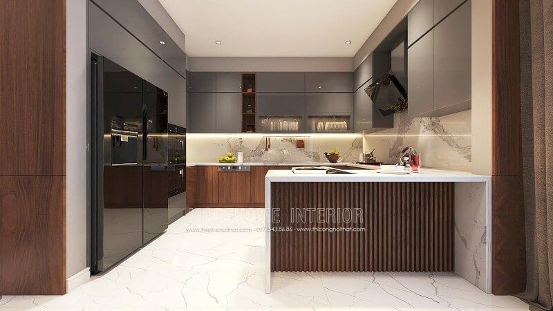 Tủ bếp gỗ An Cường mang lại sự sang trọng và đẹp mắt cho các phòng bếp của các căn hộ chung cư, nhà phố, biệt thự hiện đại.